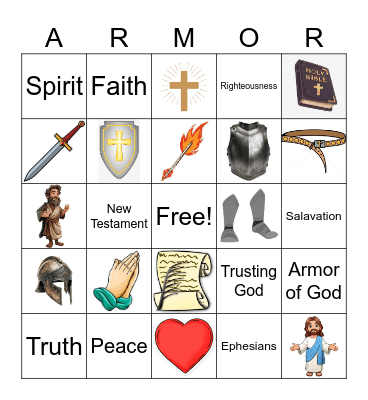 Armor of God Bingo Card