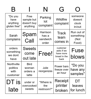 Great Harvest Bingo Card