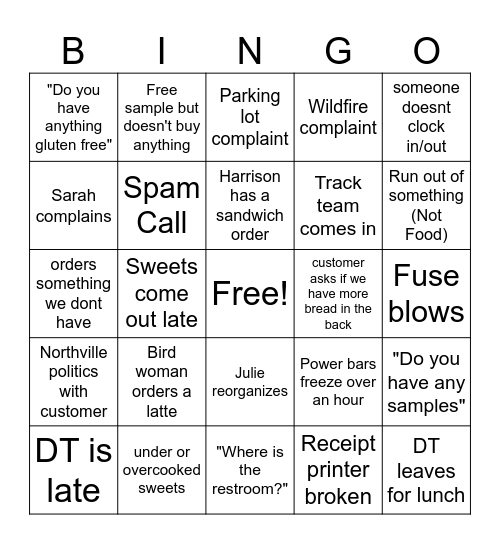 Great Harvest Bingo Card