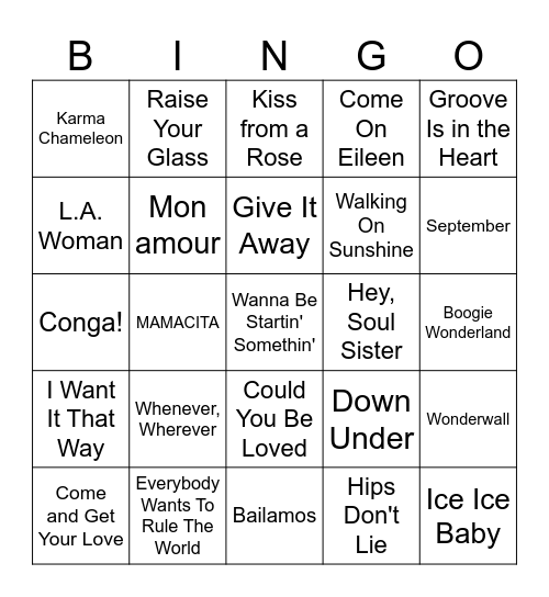 De Ram Muziekbingo: Mamma Appelsap Bingo Card