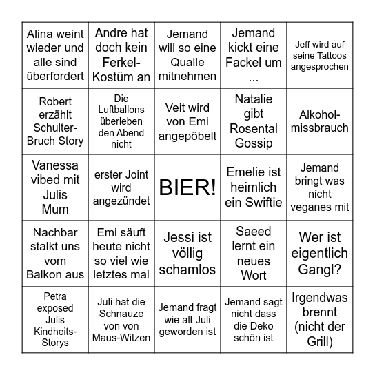 Dirty Thirty Bingo Card