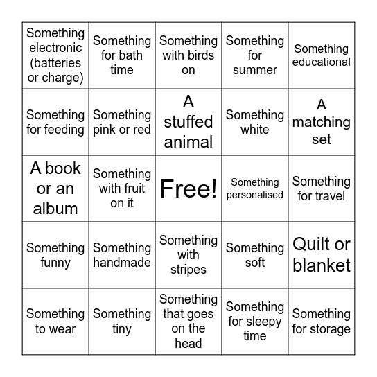 BABY BINGO Card