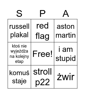 Spa wiali bingo Card