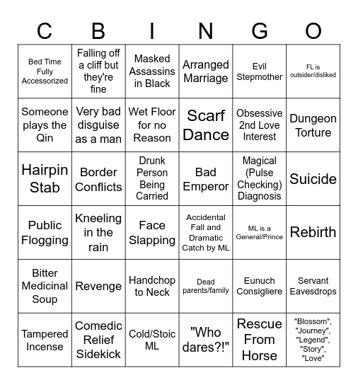 C-Drama Bingo Card