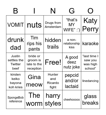 Wedding Bing-KOH Bingo Card