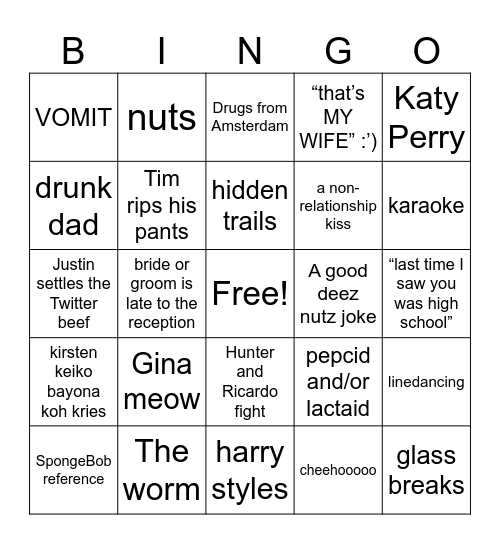 Wedding Bing-KOH Bingo Card