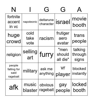 booth game Bingo Card