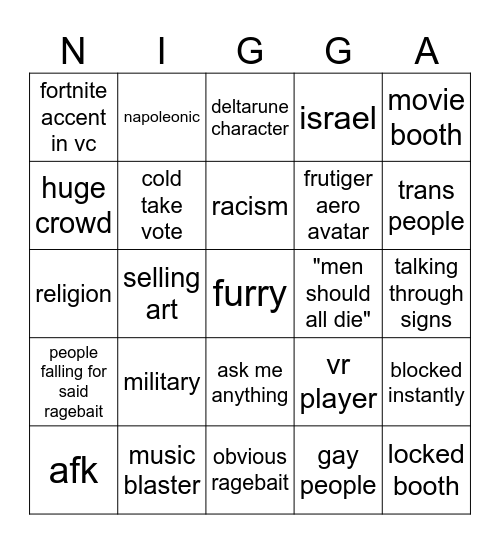 booth game Bingo Card