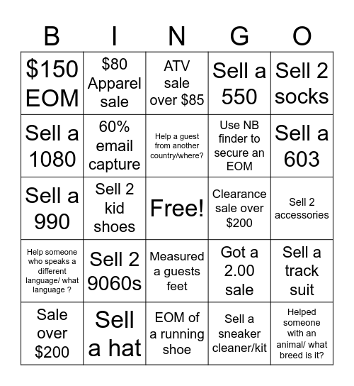 Lets Win The Weekend Bingo Card