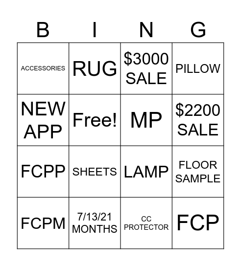 WATERFORD SALES BINGO Card