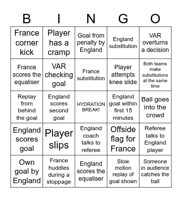 FOOTBALL BINGO Card