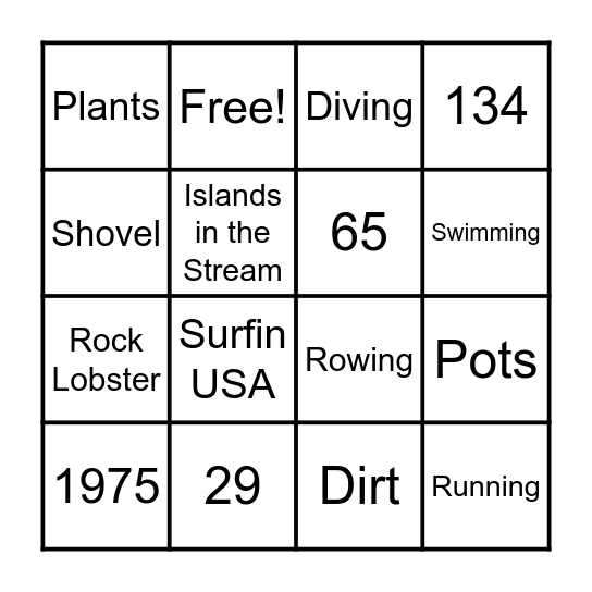 Summer Trivia Bingo Card