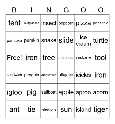 SATPI-WORDS Bingo Card