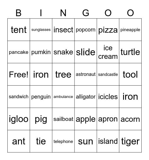 SATPI-WORDS Bingo Card