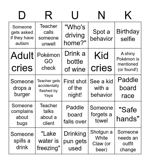 Teacher’s Birthday Bingo Card
