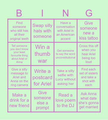 SILLY HAT PARTY Bingo Card