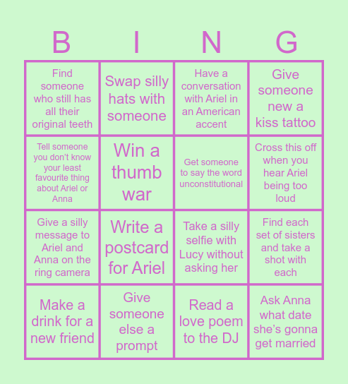 SILLY HAT PARTY Bingo Card