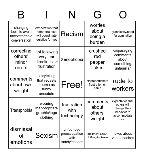 Reunion weekend bingo Card