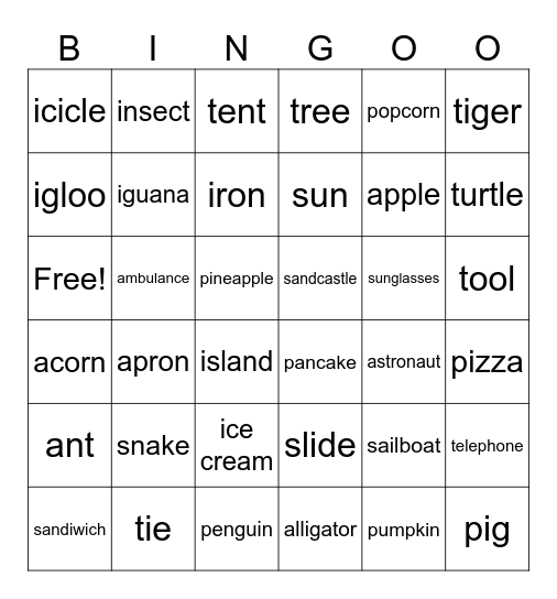 SATPI-2 Bingo Card