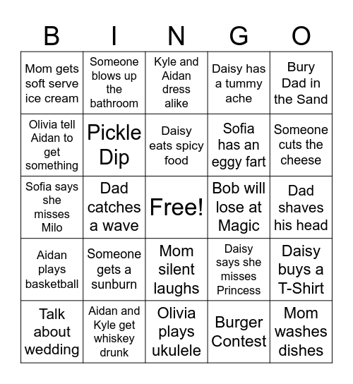 Saco Taco Bingo Card
