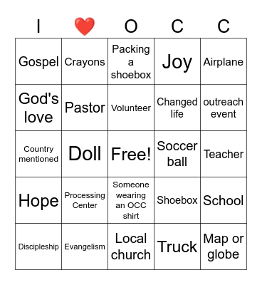 OCC BINGO Card