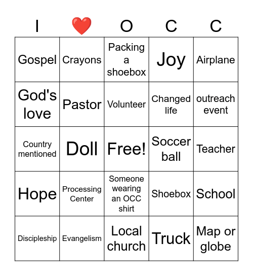 OCC BINGO Card