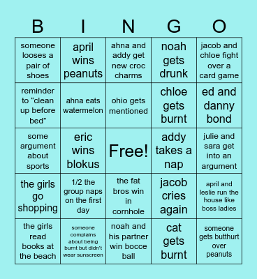 MYRTLE BEACH VACAY Bingo Card