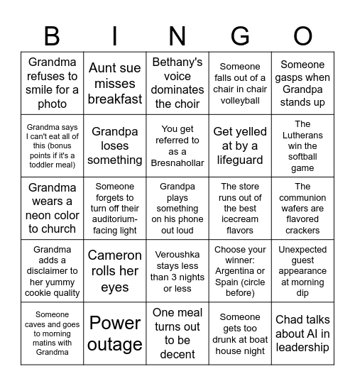 BRESNAHOLLAR BINGO Card