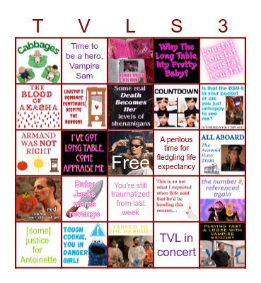 TVL Season 3: The Failures (Episode 7, Finale) Bingo Card