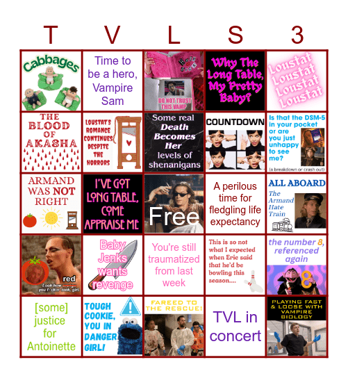 TVL Season 3: The Failures (Episode 7, Finale) Bingo Card