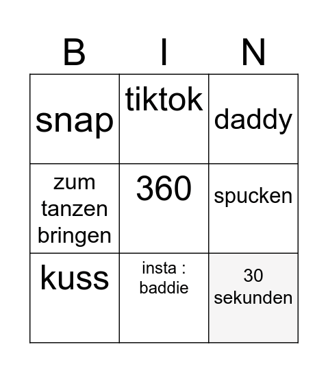 mädels Bingo Card
