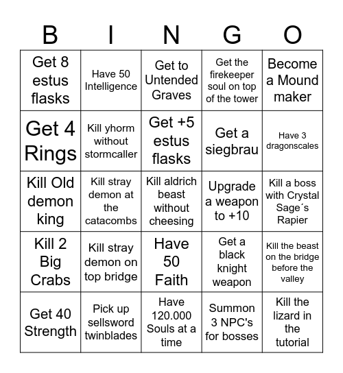 Darksouls 3 Bingo Card