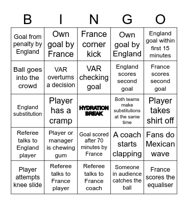 FOOTBALL BINGO Card
