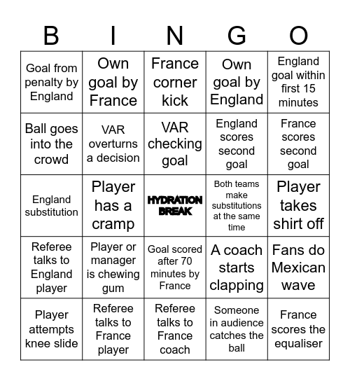 FOOTBALL BINGO Card
