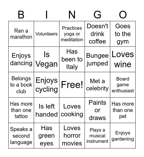 Find a Neighbor Who... Bingo Card