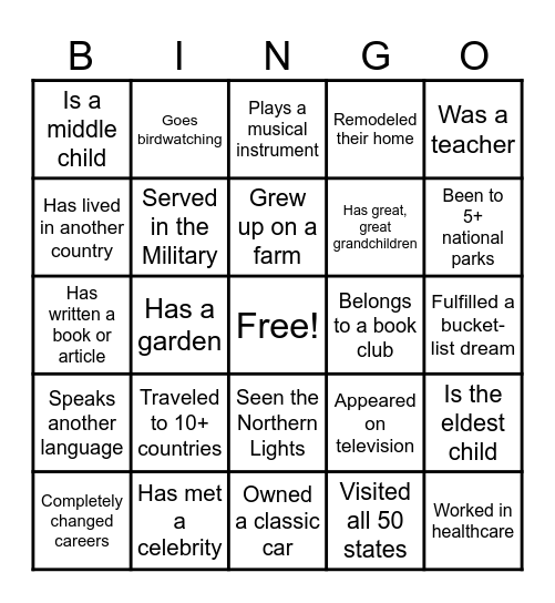 ICE BREAKER BINGO Card