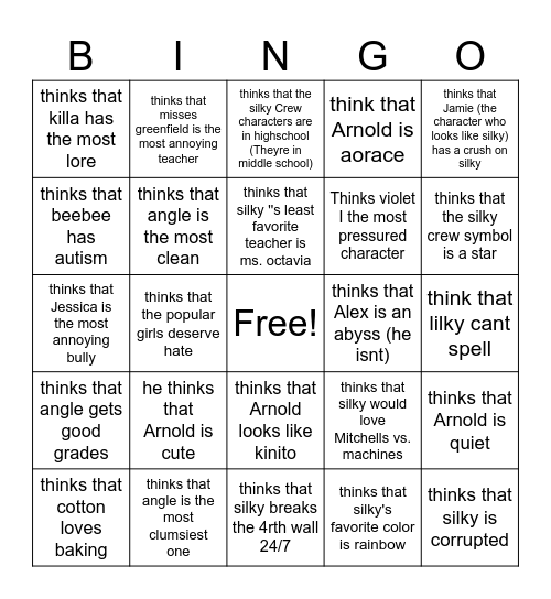 Asking owen about my Oc part 2 Bingo Card