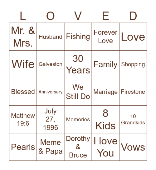 We Still Do Bingo Card