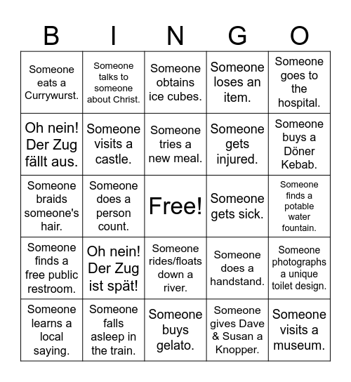 Detusche Bingo Card