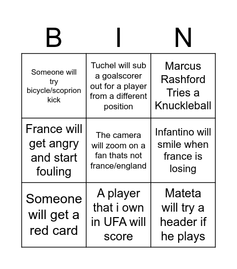 Kup Bingo Card