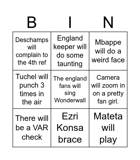 Dom Bingo Card