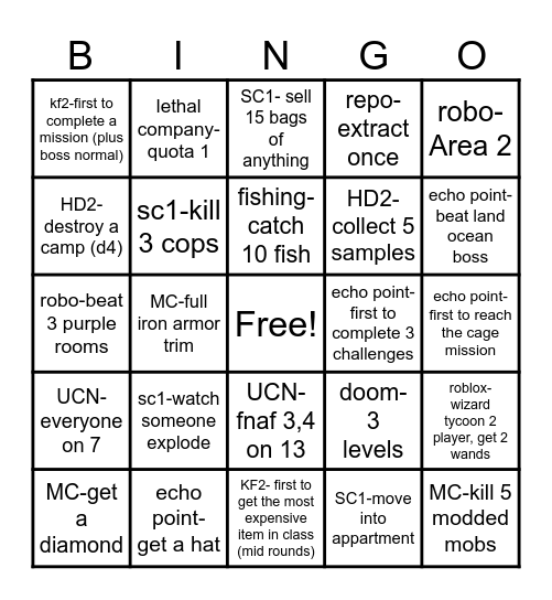 game race bingo Card