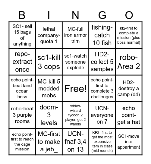 game race bingo Card