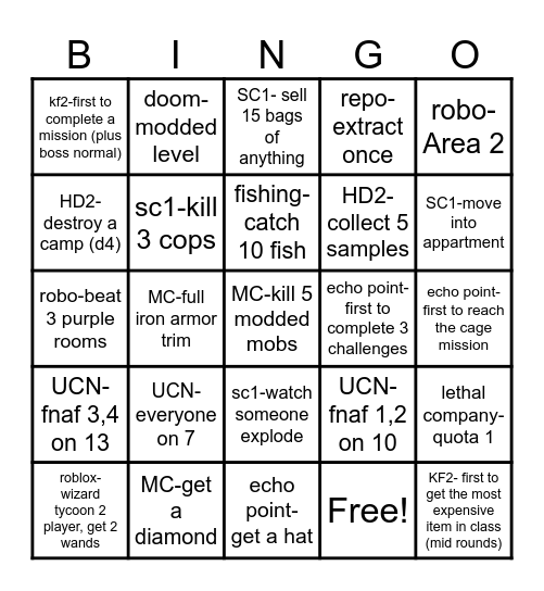 game race bingo Card