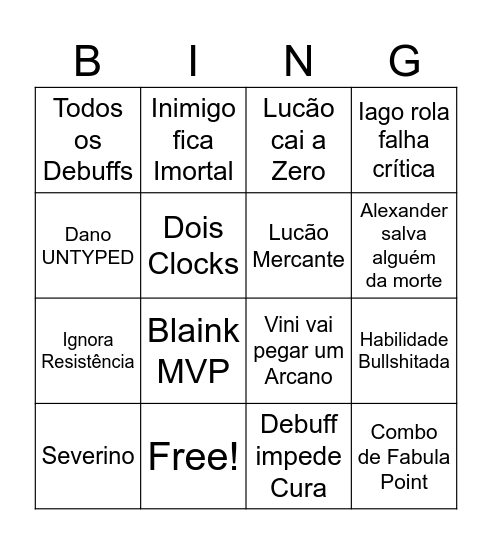FABULOSOS DO ULTIMATO Bingo Card