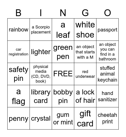 ACCIO Bingo Card