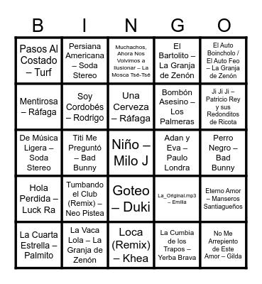 Campa 2026 invierno Bingo Card