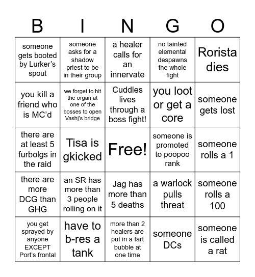 Going Ahead SSC Bingo Card