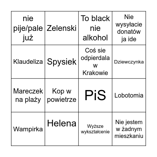 Menelica Bingo Card