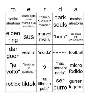 merda de call Bingo Card